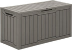 YITAHOME 80 Gallon Outdoor Storage Box, Large Waterproof Resin Deck Box, Indoor Outdoor Lockable Storage Container for Patio, Garden, Cushions, Tools, Equipment (Taupe)