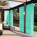 SpaceDresser Waterproof Outdoor Sheer Curtains for Patio - 2 Panels Rod Pocket Indoor Voile Sheer Curtain for Living Room,100W x 84L inch, Turquoise
