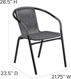 Flash Furniture Lila 2 Pack Gray Rattan Indoor-Outdoor Restaurant Stack Chair
