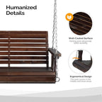 VINGLI Heavy Duty 880 LBS Patio Porch Swing Outdoor PU Painting, Hanging Chair with Adjustable Secure Chains, Finished Outdoor Bench Tree Swing for Yard | Garden | Lawn | Balcony (5 FT, Rustic)