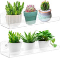 2 Pack 12 Inch Acrylic Window Boxes Plant Shelves, with Suction Cup Window Sill Extender, for Indoor/Outdoor Succulents, Micro Greens, Seed Starter Pots, Herb Planters