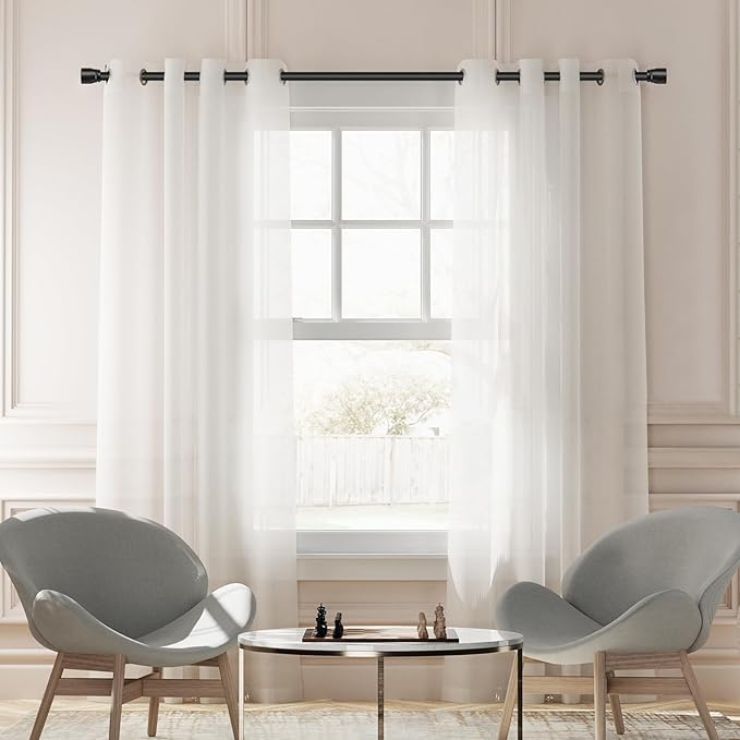 1” Diameter Curtain Rods Itself is 30 to 45 inch 1 Pack Fit 30-39 inch Window with Heavy Duty Adjustable Rod Matte Black Splicing Metal Extra Long Curtain Rod for Windows