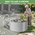 4 Pack 2x2FT Round Raised Beds for Gardening, Corrugated Galvanized Steel Raised Garden Bed, Outdoor Metal Above Ground Garden Bed for Vegetables and Flowers-2x2FTx10Inch