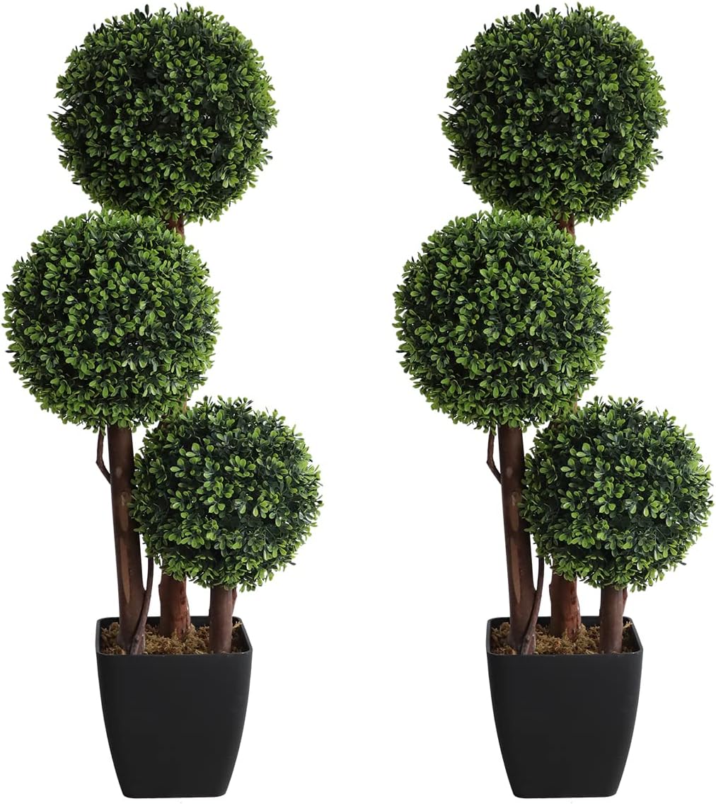 artificial topiaries ball tree outdoor, 3ft fake topiary, main product view
