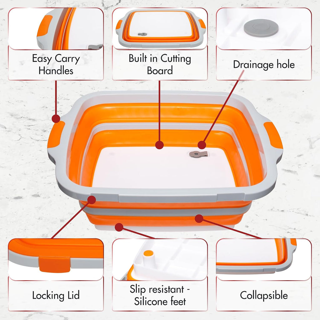Collapsible XL Smoker & BBQ Prep Tub with Locking Lid | Includes Cutting Board, Meat Marinade & Brine Container For Turkey, Brisket & Ribs - Best Grill Accessories Gifts For Men