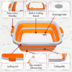 Collapsible XL Smoker & BBQ Prep Tub with Locking Lid | Includes Cutting Board, Meat Marinade & Brine Container For Turkey, Brisket & Ribs - Best Grill Accessories Gifts For Men