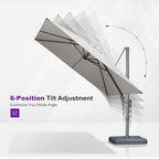 PURPLE LEAF Patio Umbrella 9' X 11.5' Rectangle Cantilever Umbrella Large Aluminum Outdoor Umbrellas with 360-degree Rotation & UPF40+ Premium Fabric for Deck Pool Garden Yard, Pebble Grey