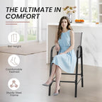 HOMREST Outdoor Bar Height Stools Set of 6,High Back Patio Chairs with Armrests,Textilene Chairs with Breathable Fabric & Metal Frame for All Weather,Light Grey