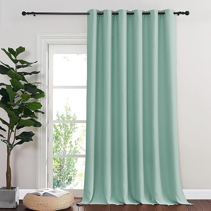 NICETOWN Aqua Blue Blackout Curtains for Bedroom 95 Inch Length - Thermal Insulated Room Darkening Privacy Grommet Window Drapes for Boys Room, Set of 1 Panel, 80 x 95 Inch