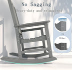 Oversized Rocking Chair Set of 2, Outdoor Rocking Chair for Adults, All Weather Resistant Porch Rocker for Lawn Garden, Grey