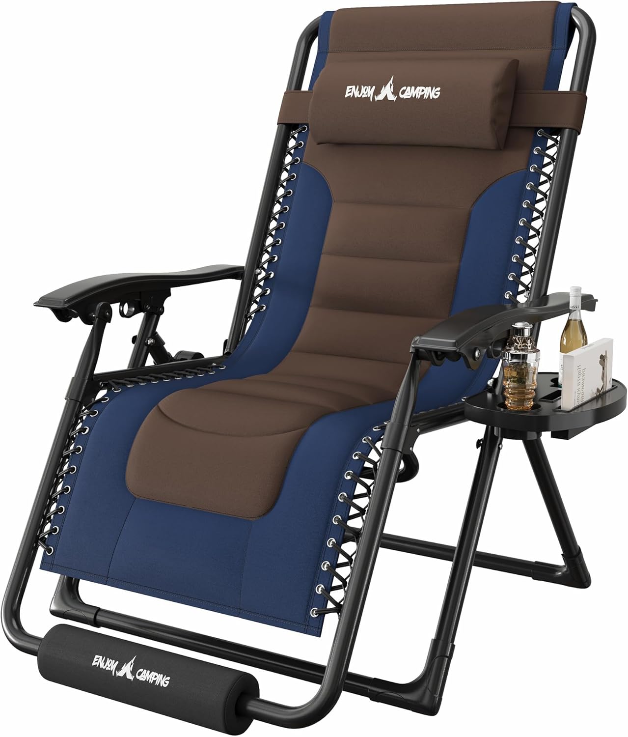 Amopatio Zero Gravity Reclining Patio Chair,XL Foldable Lounge Chair with Removable Cup Holder/Headrest/Footrest,500LBS Capacity, Portable for Outdoor Patio Pool Backyard
