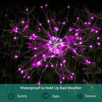 JJGoo Solar Firework Lights, 2 Pack 120 LEDs 2 Lighting Modes Solar Garden Lights Outdoor Waterproof for Yard Patio Walkway Pathway Party Wedding Christmas Decorative - Pink