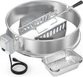 onlyfire Upgrade Stainless Steel Rotisserie Ring Kit for Weber 22-inch Kettle Charcoal Grills, Comes with Charcoal Baskets and 10 Pack Drip Pans | With 2 Charcoal Baskets and 10 Pack Drip Pans