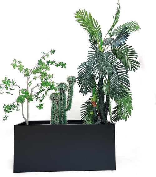 40" L x 16" W x 18" H Metal Large Rectangular Planter - Long Planter Box for Outdoor Patio/Porch Planter Boxes Outdoor Modern Design for Plants, Flowers, Garden,Spliced Flower Pot (Black)