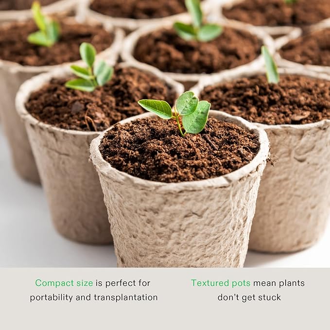 VIVOSUN Peat Pots, 60 Packs 3.15-Inch Seed Starting Pots with Drainage Holes, Round Nursery Pot, 20 Plant Labels for Flowers, Plants, Vegetables, 60Pcs