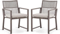 Outdoor Patio Dining Chair, 400 Lbs, Light Brown, Set of 2 | All-weather Woven Rope, Sturdy Frame,Ergonomic Backrest, Removable Breathable Cushion,for Patio & Garden