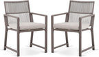 Outdoor Patio Dining Chair, 400 Lbs, Light Brown, Set of 2 | All-weather Woven Rope, Sturdy Frame,Ergonomic Backrest, Removable Breathable Cushion,for Patio & Garden