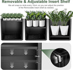 Metal Large Planter Box 26" L x 26" W x 26", Heavy Duty Tall Rectangle Outdoor Planter Box with Removable Insert Shelves for Porch, Garden, Patio, Yard (Black)