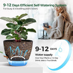 T4U 12 Inch Self Watering Pot - Water Level Indicator & Deep Reservoir, Mess-Free Planter for Busy People, Beginners & Gardeners, Fit Rubber Tree/Fiddle Leaf Fig Plants, Indoor Outdoor Use (Black)
