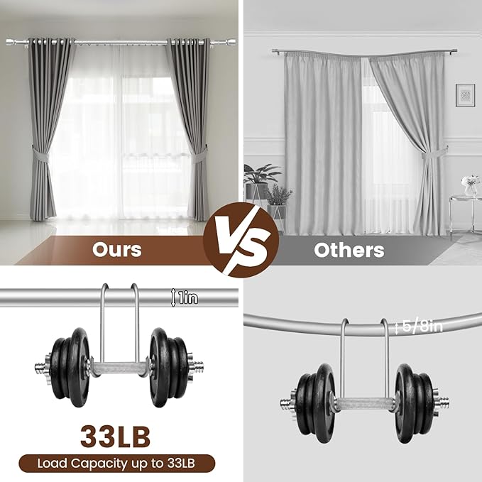 1” Diameter Silver Curtain Rod Itself is 30-60 inch 1 Pack, Fit 30 to 54 Windows with Heavy Duty Adjustable Telescopic Rod，Splicing Metal Extra Long Curtain Rod for Windows Sliding Glass Door