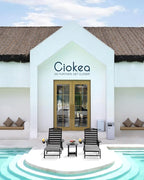 Ciokea Lounge Chair Outdoor, Oversized Chaise Lounge Chair with 5 Positions, HDPE, Patio Lounge Chair with Wheels & Cup Holder for Pool, Deck, Poolside, Black