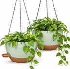 12 inch self‑watering hanging planters plant pots, green‑brown, main product view