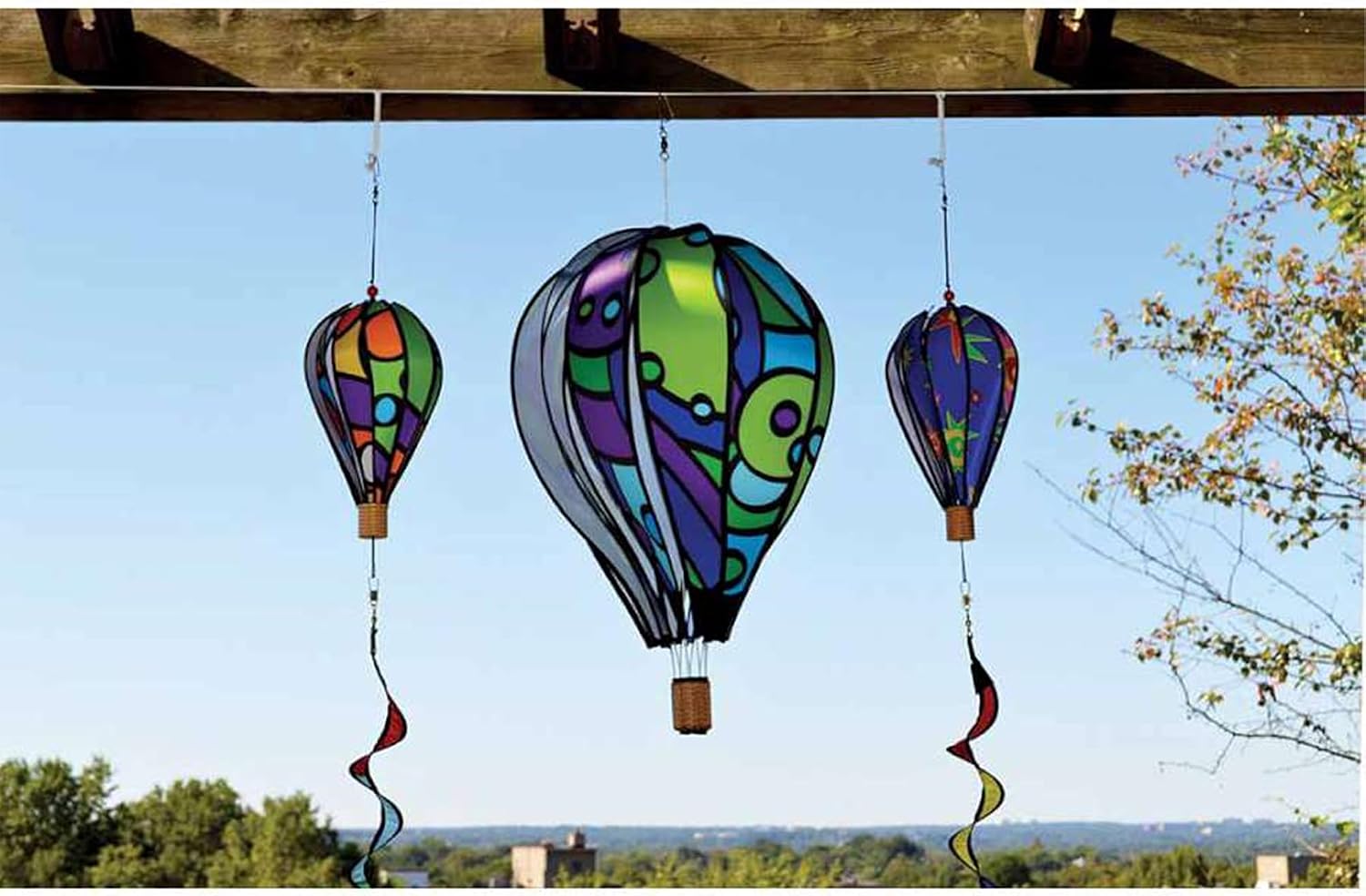 Premier Kites Hot Air Balloon Hanging Garden Spinner 22" - Vibrant Cool Orbit Design, Weather-Resistant Outdoor Decor, Durable & Lightweight for Patios, Yards, and Gardens - Eye-Catching Wind Spinner