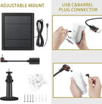 2 Pack - Solar Panel for Ring Security Camera Spotlight Cam Plus/Pro(Battery) Stick Up Cam/Pro Wireless Outdoor with 10FT/3M Long Cable Dustproof Waterproof BK