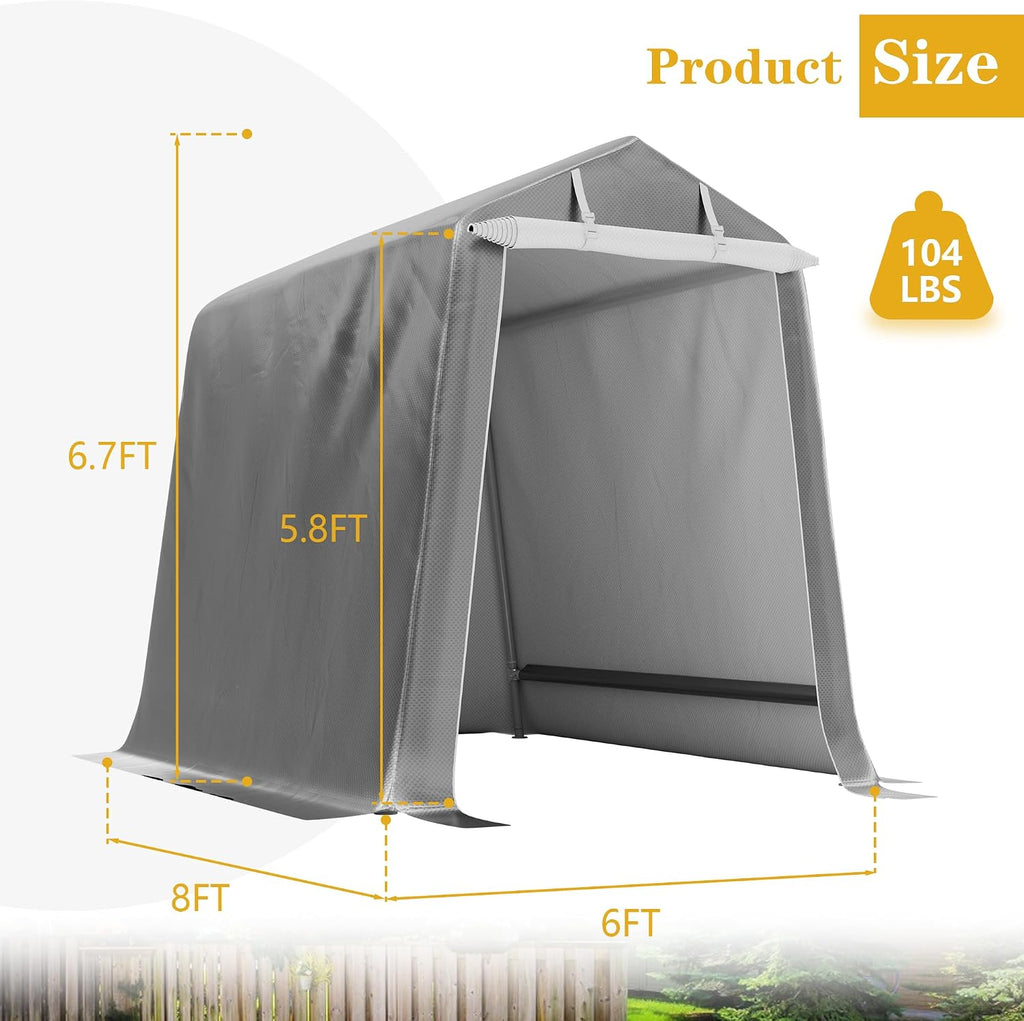 jy qaqa 6x6 ft portable motorcycle carport, heavy shown in use
