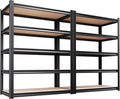 Set of 2 Garage Shelving Heavy Duty Storage Shelves, Metal Adjustable Shelving Unit, Utility Garage Organizer Shelf for Basement, Pantry, Kitchen, Warehouse, 15.7" Dx35.4 Wx71.2 H, Black