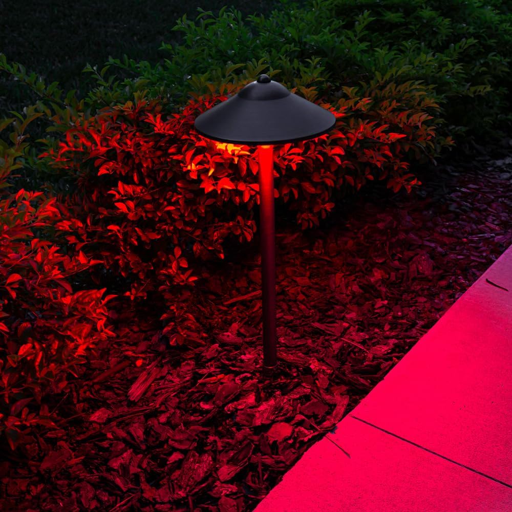 VOLT 12V Max Spread Color-Changing RGBCW LED Path Light Kit (Bronze) | 6-Pack of Solid Brass Path Lights, 150W Low Voltage Transformer & Remote Control Included, Ideal for Pathway Walkway & Garden