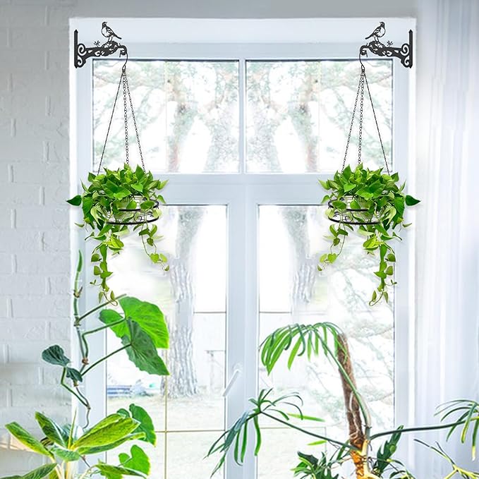 2-Pack Hanging Planters for Indoor Plants - Heavy Duty Metal Plant Hanger Indoor with 3 Chains and Hooks – Aesthetic Hanging Plant Holder for an Instant Gardening Decor