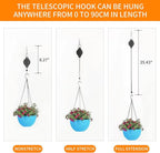 6PCS Adjustable Retractable Plant Pulley Hangers - Versatile Height Hooks for Hanging Baskets, Flower Pots, and Bird Feeders