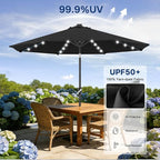 ABCCANOPY 10FT Durable Solar Led Patio Umbrellas with 32LED Lights (Jet Black)