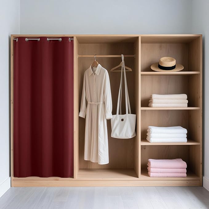 Joydeco Blackout Door Curtain for Doorway Privacy 78 Inches Long, Grommet Closet Curtain for Open Closet, Room Divider for Bedroom Living Room (Burgundy Red, 52Wx78L, 1 Panel)