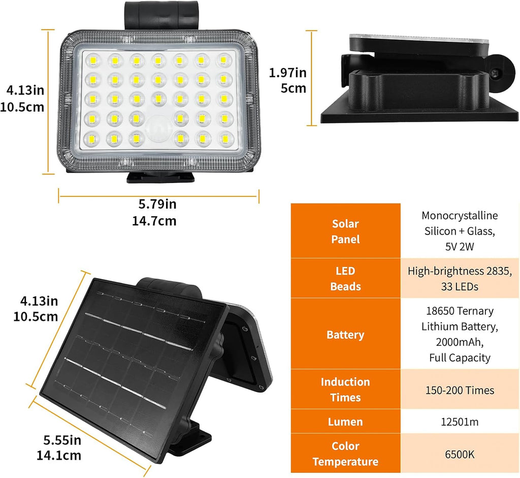 JINXING Solar Motion Sensor Spotlight for Outdoor Pathways, 33 LED 6500K Solar Landscape Light with Dusk-to-Dawn, 3 Modes, IP65 Waterproof, Wall or Ground Mount for Porch, Garden & Fence, 1 Pack