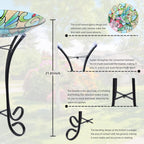 MUMTOP Glass Bird Bath Outdoor with Metal Stand, Garden Feeder, Hummingbird | Glass Large Bird Baths Bowl with Metal Stand for Outdoors, Hummingbird Patterns Bird Feeder for Outside Garden, Patio Decor