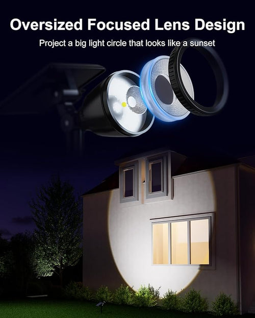 2 Pack Solar Powered Spot Lights Outdoor Waterproof Super Bright LED Yard Spotlight for Tree, Flag, Lawn, Statue, Sunset Landscape Accent Lighting for Outside House Wall Garden Backyard Sidewalk Path