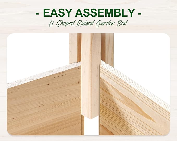 AMERLIFE U-Shaped Raised Garden Bed, 7.5Wx15Dx1.6H Free Combination Outdoor Wooden Raised Garden Bed Planter with 19.6" Depth Planter Box