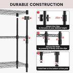 Xcity Storage Shelves, 3 Tier Heavy Duty Metal Shelving Unit, 1200 LBS Capacity Adjustable Steel Wire Shelf Organizer for Pantry, Kitchen, Garage, 14" D x 36" W x 36" H, Black