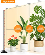 OUTON Standing Grow Lights for Indoor Plants, 36W Full Spectrum Plant Light | Vertical grow light with 210 LEDs, 6000K, 4/8/12H timer, remote control, adjustable 1.25-5.25 ft for indoor plant growth