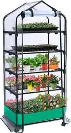 5 tier mini greenhouse with wheels for indoor, main product view