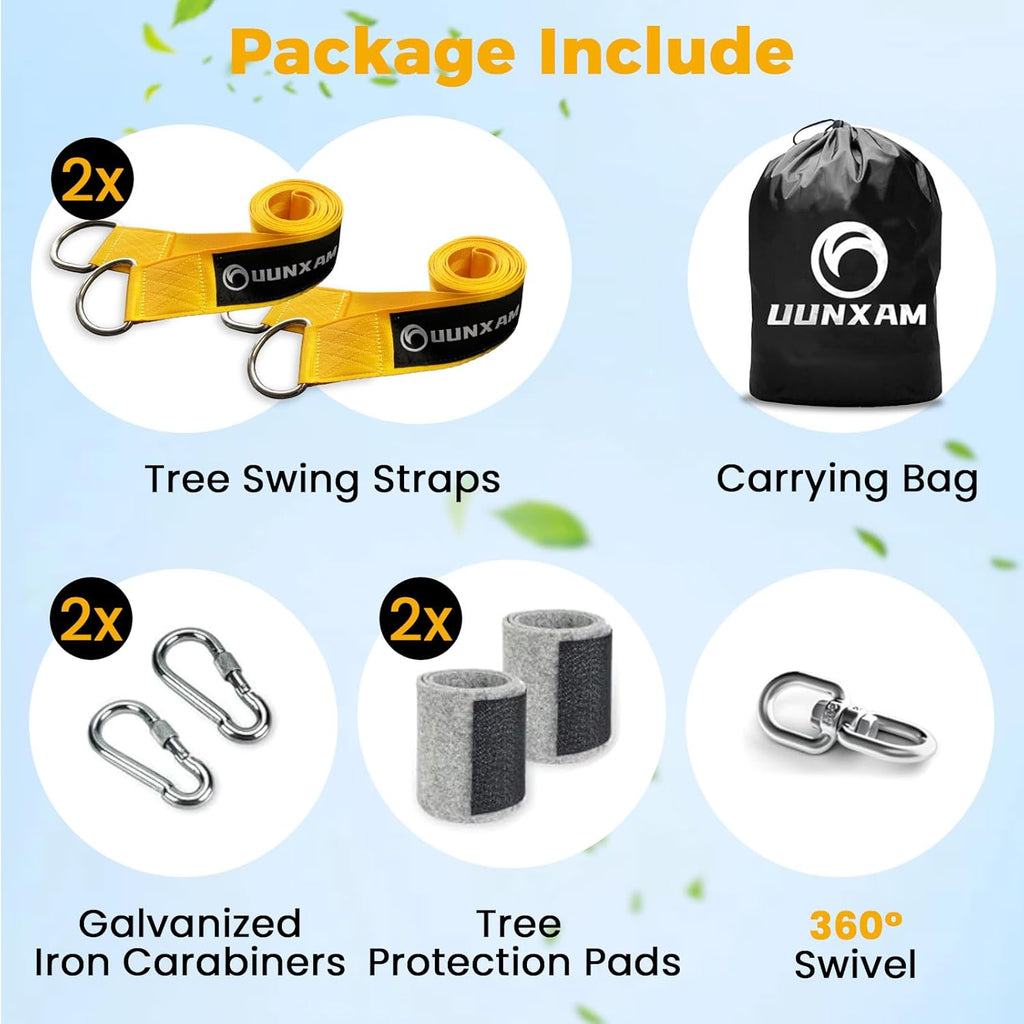 Tree Swing Hanging Kit-6.8ft Long Straps with Two Lock Carabiners&Tree Protectors,Tree Swing Straps Holds 5000 Lbs Breaking Strength-Easy&Fast Installation for All Types of Swings&Hammock
