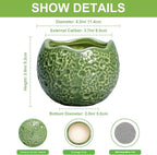 Ceramic Plant Pots - 4 inch Plant Pot with Drainage Hole, Small Pots for Plants Indoor Outdoor, Unique Round Planter, Modern Decorative Flower Pot, Room Decor, House Warming Gifts, Green