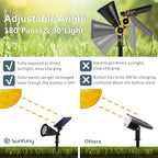 Solar Landscape Spotlights Outdoor, Bright 7-LED Spot Lights, Dusk-to-Dawn Waterproof Solar Powered Flag Pole Lights, Adjustable 2-in-1 Wall/Ground Lighting for Tree House Yard Garden (Warm White)