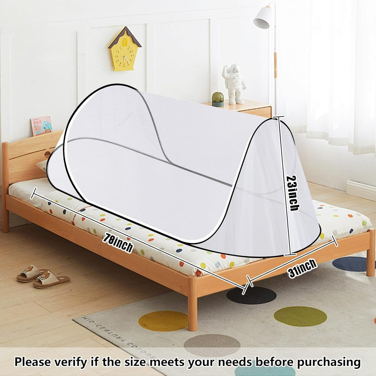 78*31*23 inch large pop up mosquito net, portable shown in use