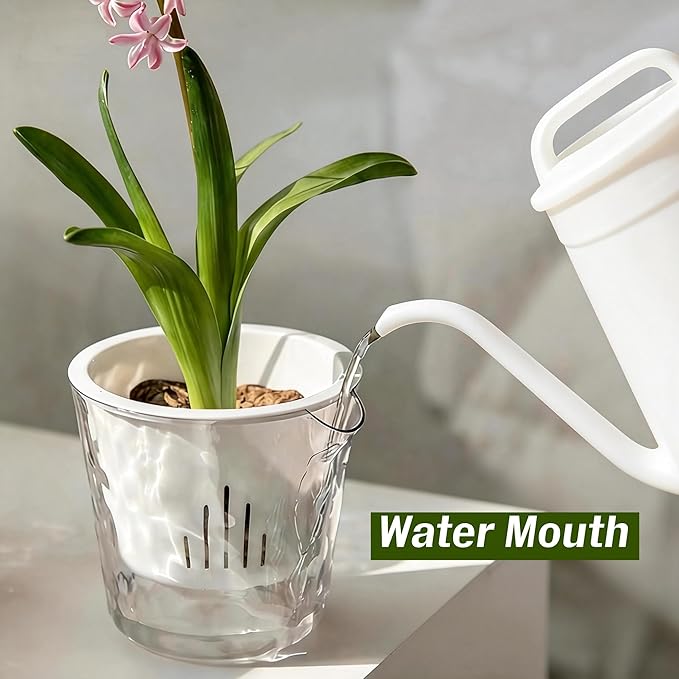 InmeRun Plant Pots Indoor Plastic Flower Pots Outdoor 5 inch Set of 6 Pack with Drainage Holes and Saucers for Garden Pots (self Watering 5in-6p)