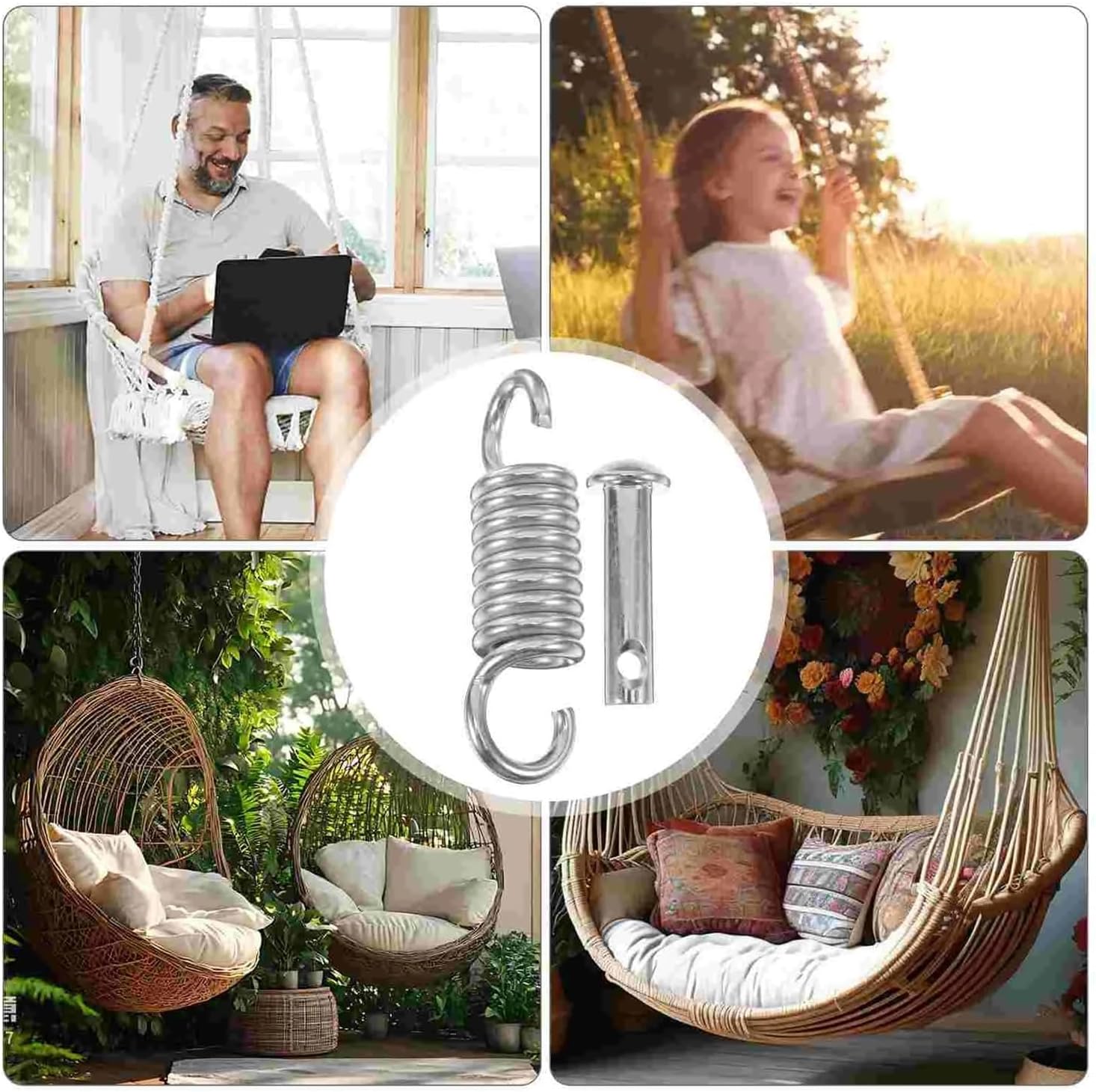 Hammock Chair Spring Swing Hardware Heavy Duty Spring Hook Suspension Extension Pin For Indoor And Outdoor Hanging Chair