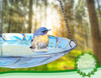 Hanging Glass Bird Bath Peacock Outdoor Birdfeeder Garden Yard Decor | 11-inch Hanging glass bird bath for outdoor bird drinking and bathing creating a beautiful backyard wildlife habitat