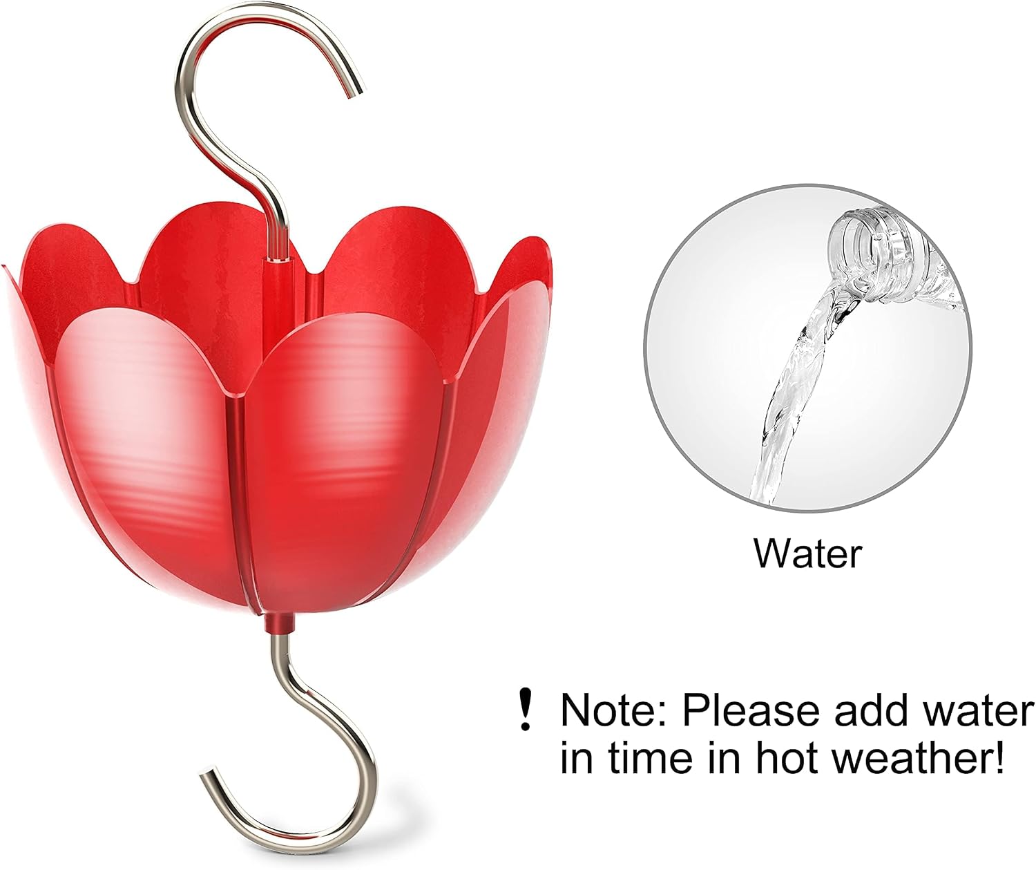 Ant Moat for Hummingbird Feeders, Metal Ant Guard for Hummingbird, Hummingbird Feeder Accessory Hooks, Insect Guard with Large Capacity, Red 4 OZ x 2 Pack | Rust-Proof Red Tulip Flower Insect Guard Accessory with Heavy-Duty Hooks